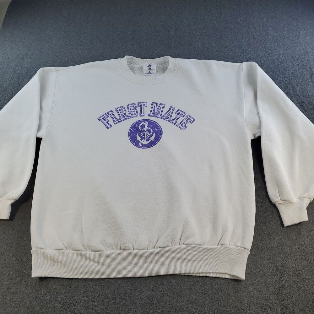Vintage Jerzees First Mate Sailing Sweatshirt Mens XL Fleece Lining Made in USA